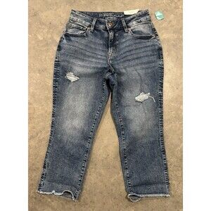 NWT M Jeans By Maurices Curvy Fit Capri Women's Sz 6 Stretch Denim Distressed